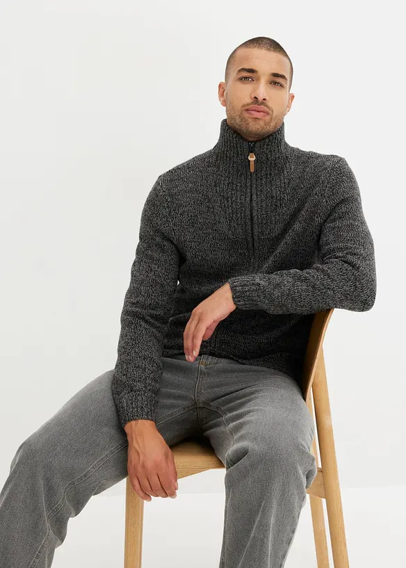 Cardigan med st&aring;krage, bonprix