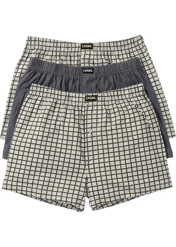 Ledigt skurna jerseyboxershorts i bomull (3-pack), bonprix
