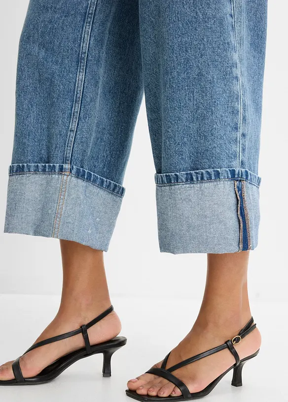 Wide Leg Jeans Mid Wais, Cropped, bonprix