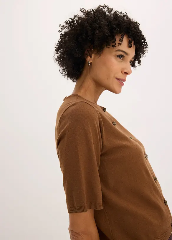 Finstickad cardigan i viskosmix, bonprix