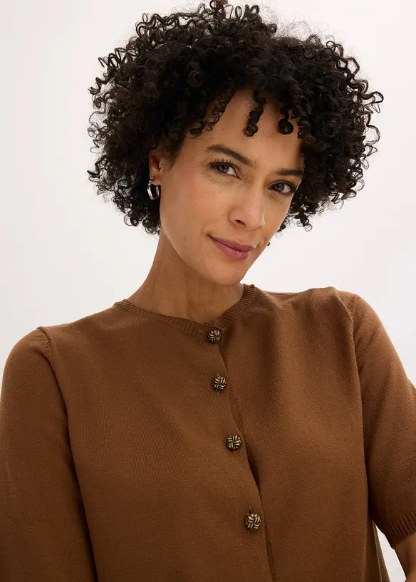 Finstickad cardigan i viskosmix, bonprix