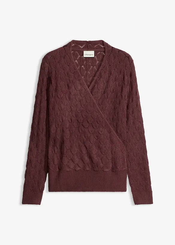 H&aring;lm&ouml;nstrad tr&ouml;ja med omlottlook, bonprix