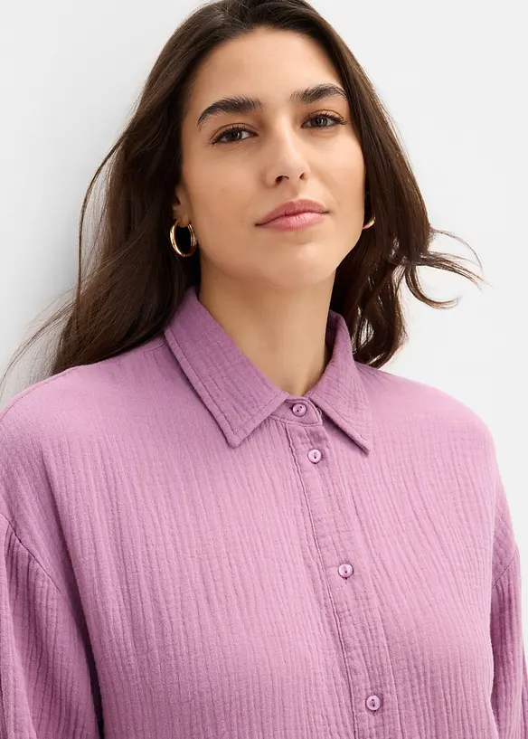 Skjortblus i muslin, bonprix