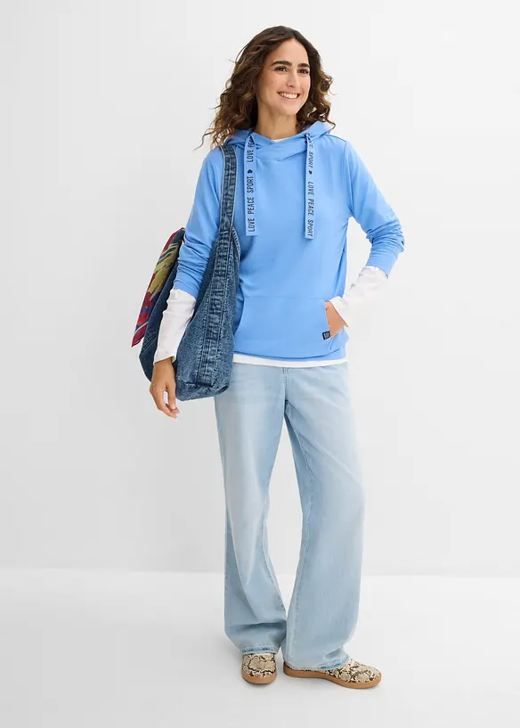 Sweatshirt med huva i mjuk viskosmix, bonprix