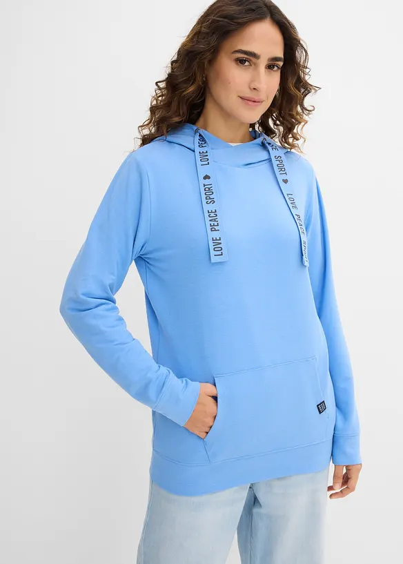 Sweatshirt med huva i mjuk viskosmix, bonprix