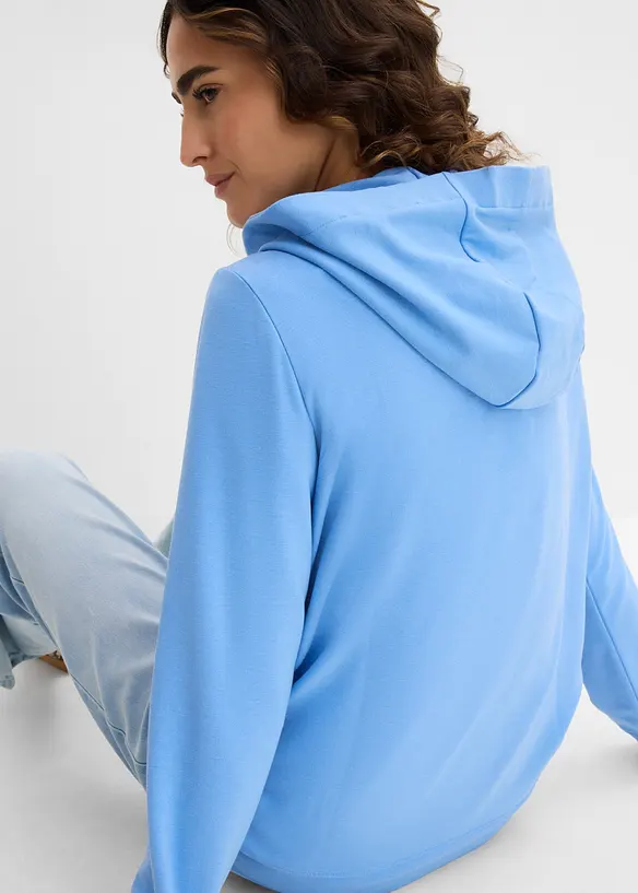 Sweatshirt med huva i mjuk viskosmix, bonprix