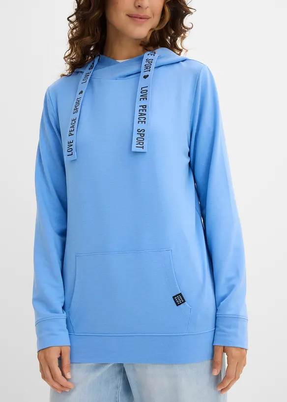 Sweatshirt med huva i mjuk viskosmix, bonprix