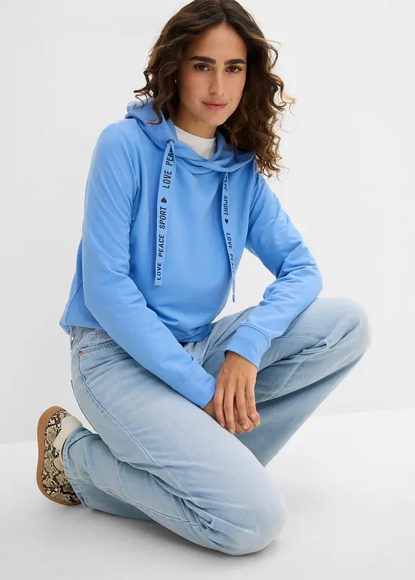 Sweatshirt med huva i mjuk viskosmix, bonprix