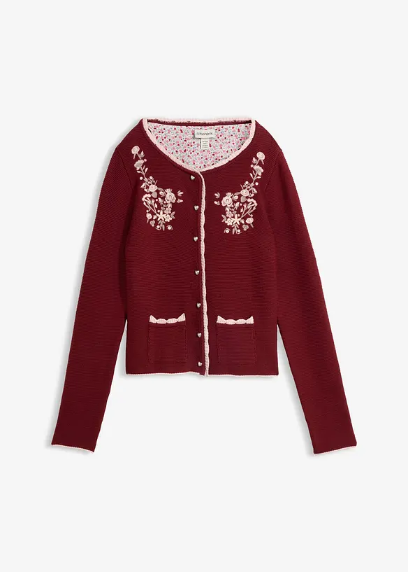 S&ouml;t folkdr&auml;ktsinspirerad cardigan med broderi, bonprix