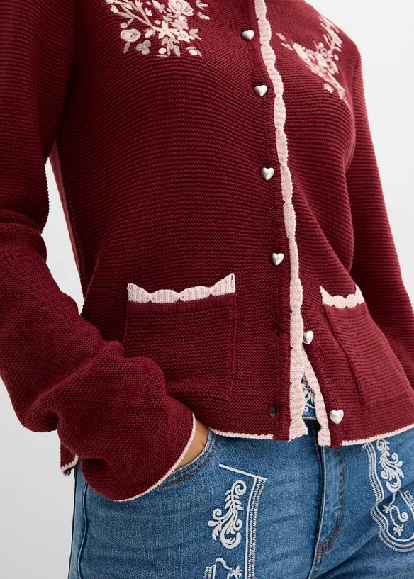 S&ouml;t folkdr&auml;ktsinspirerad cardigan med broderi, bonprix