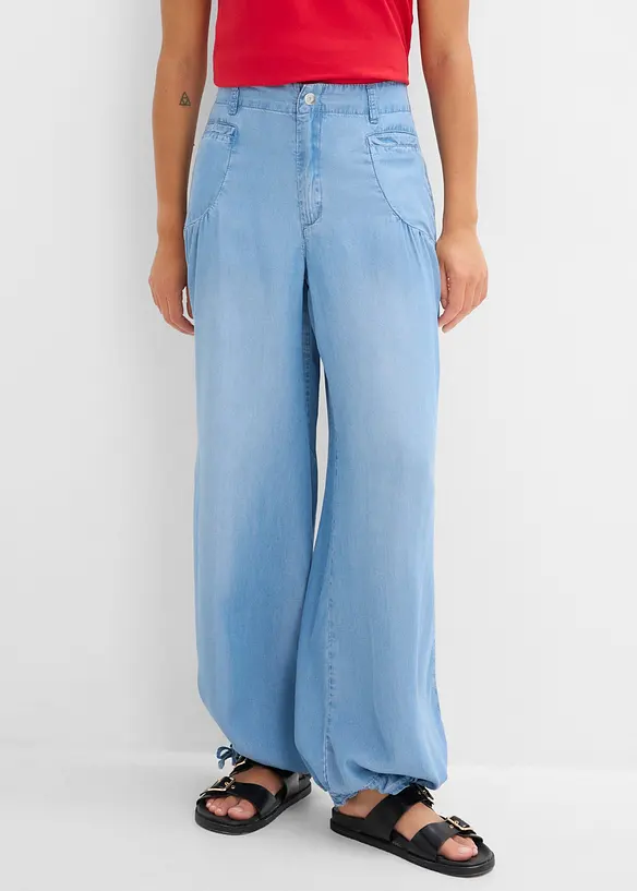Wide Leg Jeans i b&ouml;ljande lyocell, bonprix
