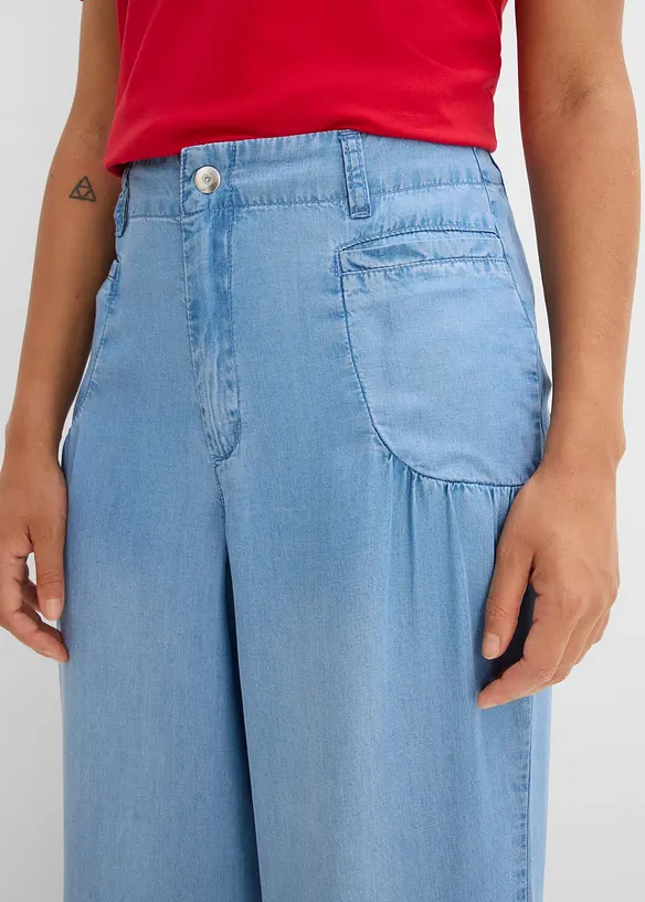 Wide Leg Jeans i b&ouml;ljande lyocell, bonprix