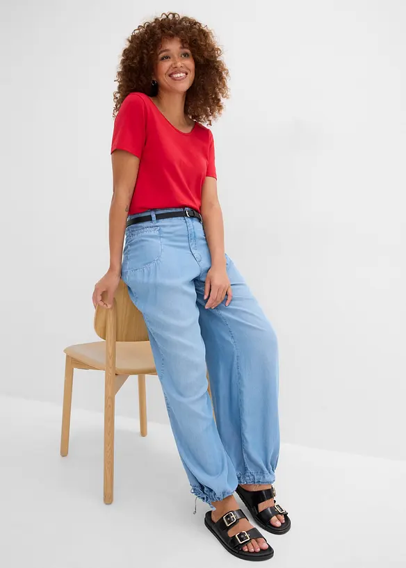 Wide Leg Jeans i b&ouml;ljande lyocell, bonprix