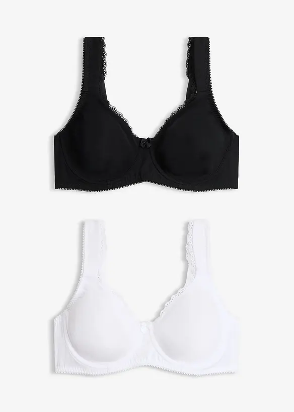 Minimizer-BH i T-shirtmodell med bygel och ekologisk bomull (2-pack), bonprix