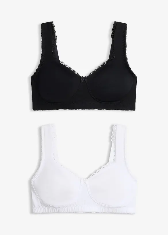 Minimizer-BH i T-shirtmodell utan bygel, med ekologisk bomull (2-pack), bonprix