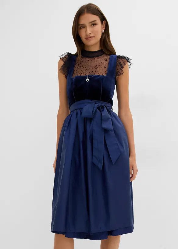 Mellanl&aring;ng dirndl med sammet (2 delar), bonprix