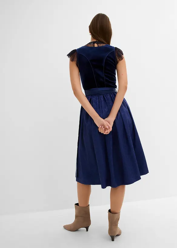 Mellanl&aring;ng dirndl med sammet (2 delar), bonprix
