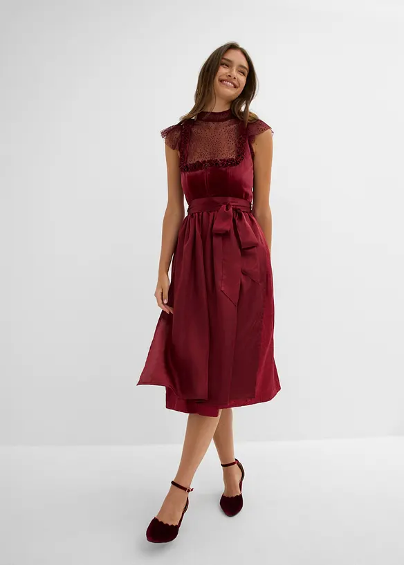 Mellanl&aring;ng dirndl med sammet (2 delar), bonprix