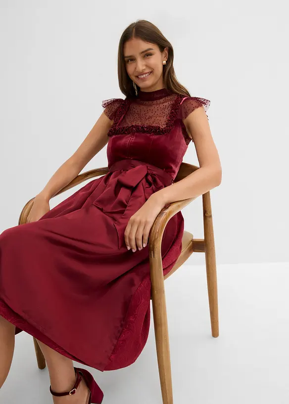 Mellanl&aring;ng dirndl med sammet (2 delar), bonprix