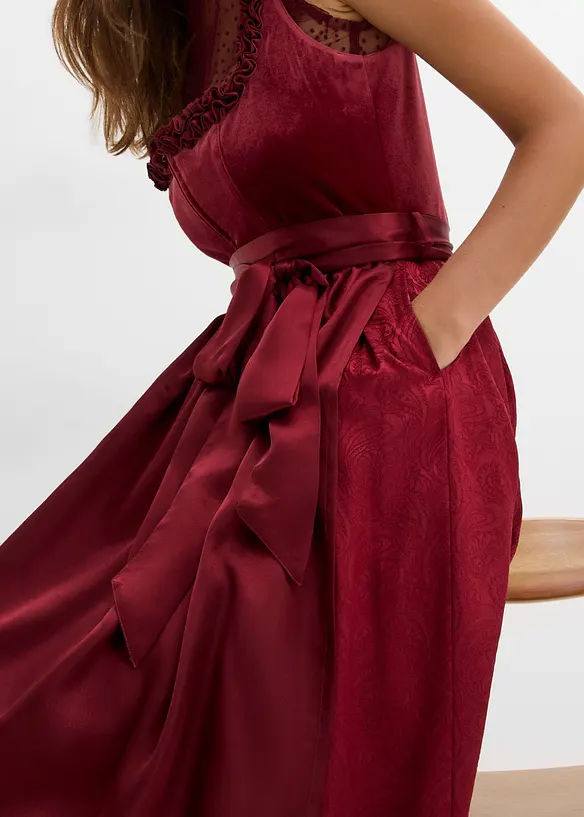 Mellanl&aring;ng dirndl med sammet (2 delar), bonprix