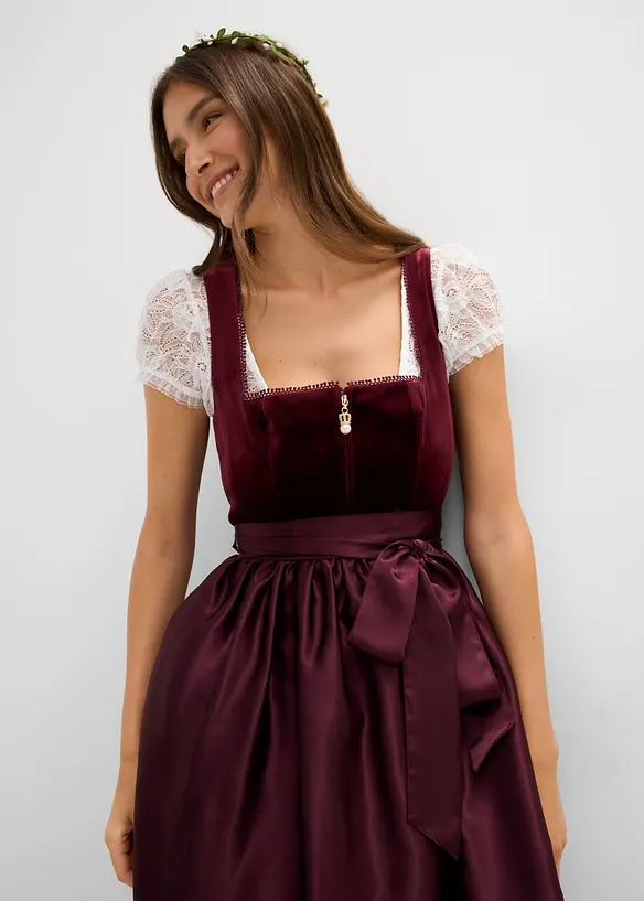 Mellanl&aring;ng dirndl med sammet (2 delar), bonprix