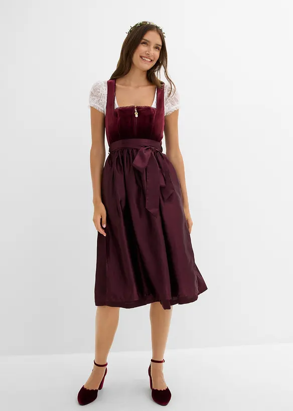 Mellanl&aring;ng dirndl med sammet (2 delar), bonprix