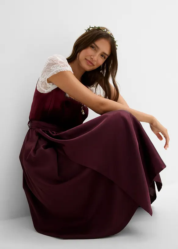 Mellanl&aring;ng dirndl med sammet (2 delar), bonprix