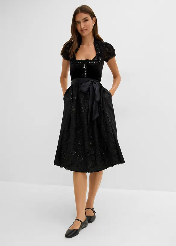 Dirndl med sammetskjol (2 delar), bonprix