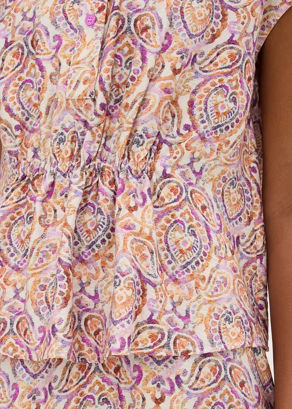 Kort&auml;rmad blus i viskosmix, bonprix