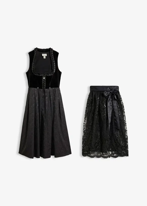 Dirndl med sammetskjol (2 delar), bonprix
