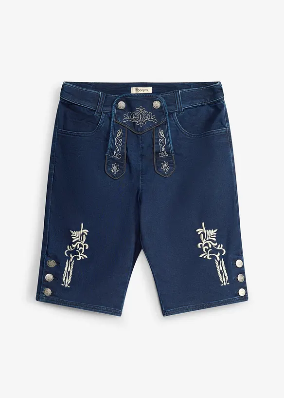 Folkdr&auml;ktsinspirerade shorts av sweatshirtdenim med mjuk midja, bonprix