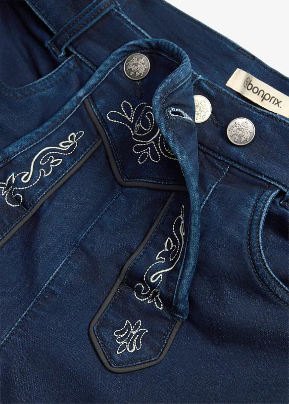 Folkdr&auml;ktsinspirerade shorts av sweatshirtdenim med mjuk midja, bonprix