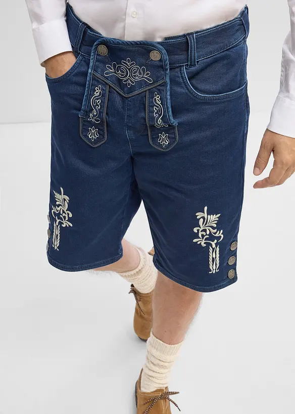Folkdr&auml;ktsinspirerade shorts av sweatshirtdenim med mjuk midja, bonprix