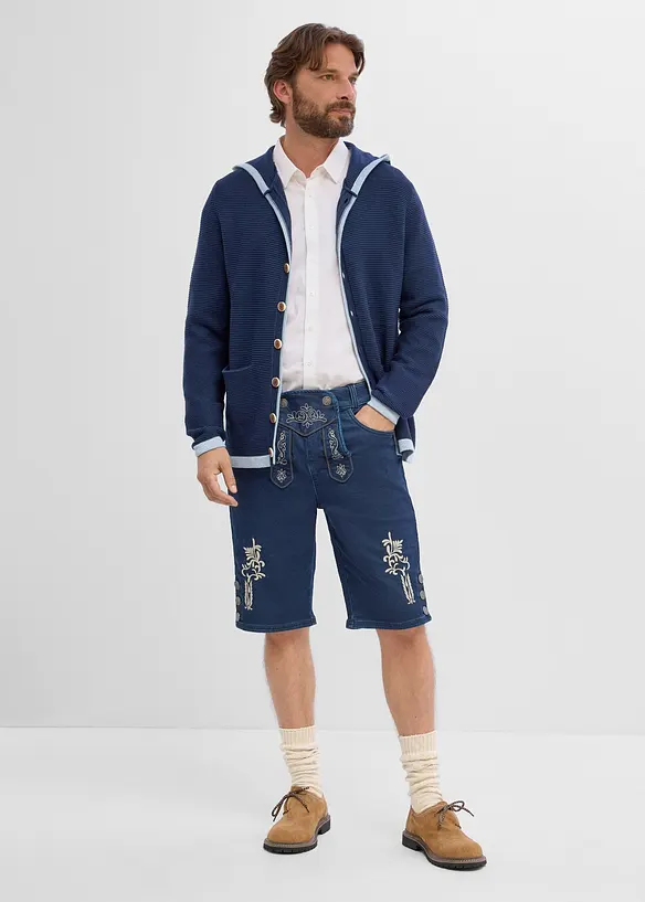 Folkdr&auml;ktsinspirerade shorts av sweatshirtdenim med mjuk midja, bonprix