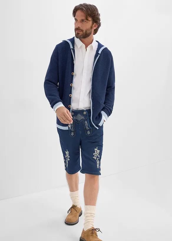 Folkdr&auml;ktsinspirerade shorts av sweatshirtdenim med mjuk midja, bonprix