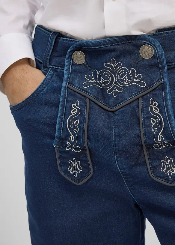 Folkdr&auml;ktsinspirerade shorts av sweatshirtdenim med mjuk midja, bonprix