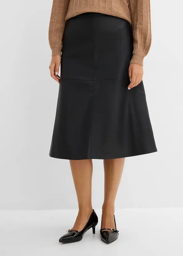 Mellanl&aring;ng kjol i skinnimitation, bonprix