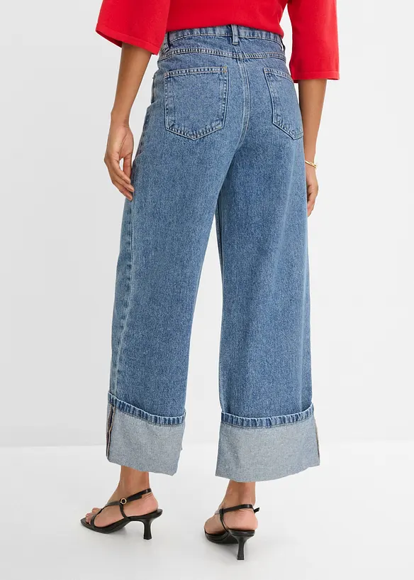 Wide Leg Jeans Mid Wais, Cropped, bonprix