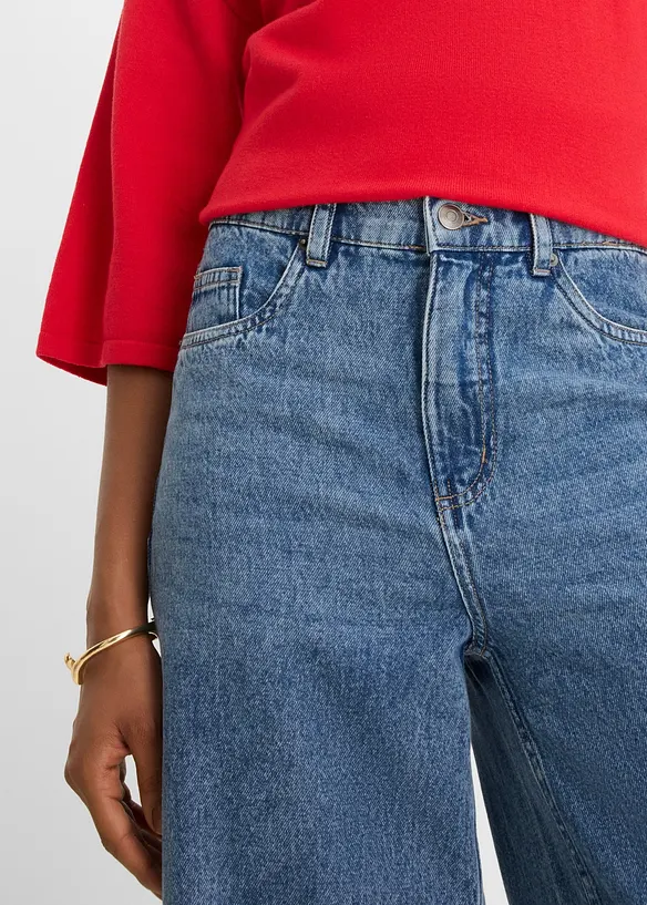 Wide Leg Jeans Mid Wais, Cropped, bonprix