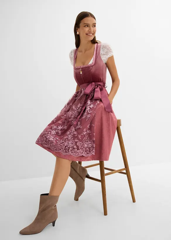 Dirndl med paljettf&ouml;rkl&auml;de (2 delar), bonprix