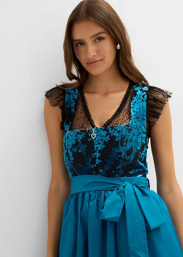 Mellanl&aring;ng dirndl med sammet (2 delar), bonprix