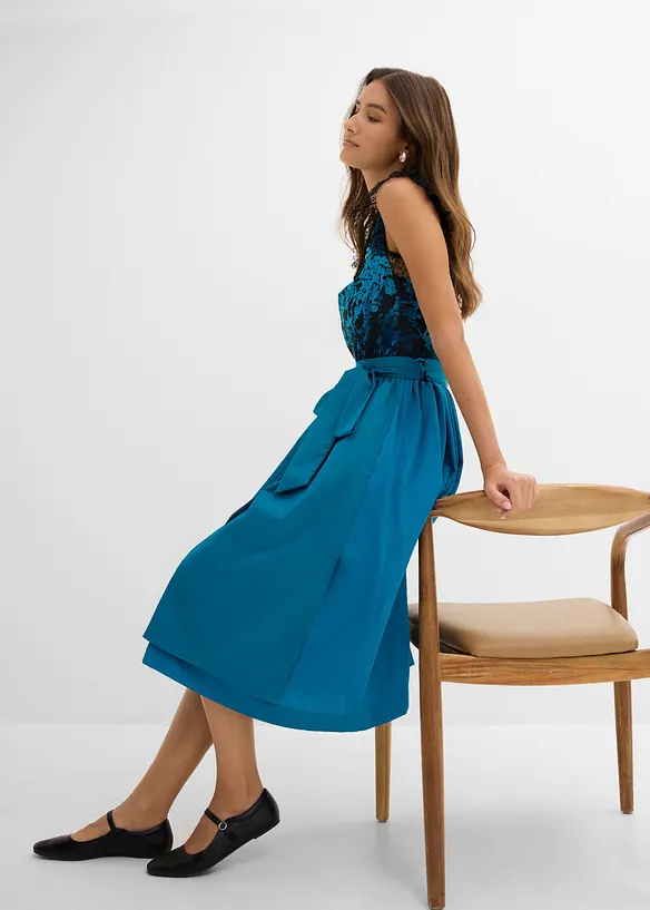 Mellanl&aring;ng dirndl med sammet (2 delar), bonprix