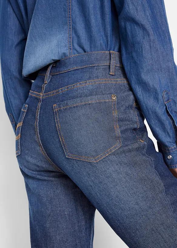 Fodrade jeans med Bootcut och High Waist, bonprix