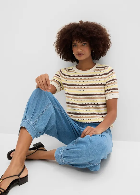 Tunna ballongjeans med Mid Waist, res&aring;rmidja, bonprix