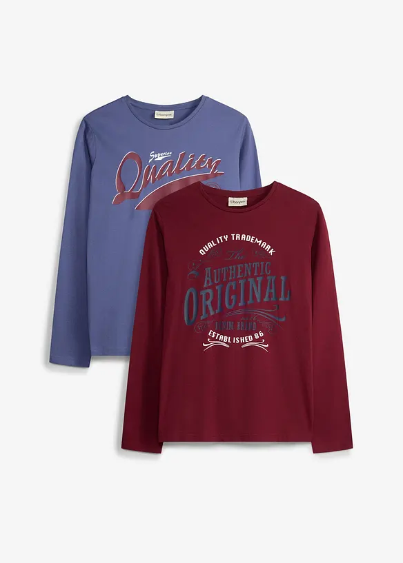 L&aring;ng&auml;rmad T-shirt av ekologisk bomull (2-pack), bonprix