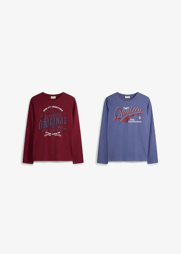 L&aring;ng&auml;rmad T-shirt av ekologisk bomull (2-pack), bonprix