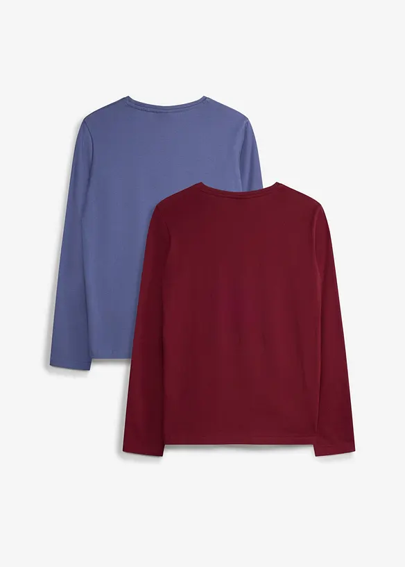 L&aring;ng&auml;rmad T-shirt av ekologisk bomull (2-pack), bonprix