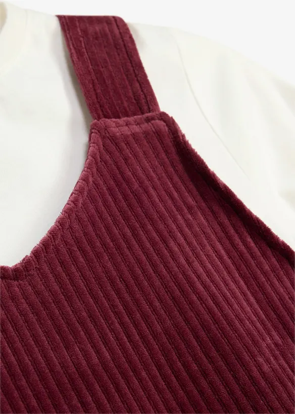 Kl&auml;nning och l&aring;ng&auml;rmad topp (2 delar), bonprix