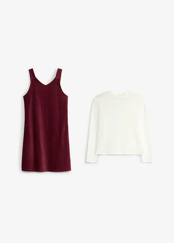 Kl&auml;nning och l&aring;ng&auml;rmad topp (2 delar), bonprix