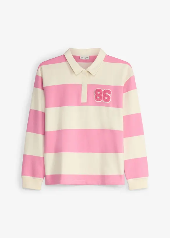Sweatshirt med pik&eacute;krage, i ren ekologisk bomull, bonprix